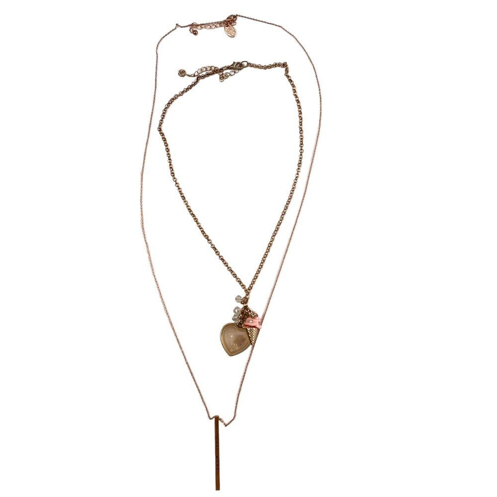 Charming Charlie Love More Rose Gold Chain Bar Necklace Bundle